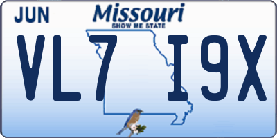 MO license plate VL7I9X