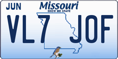 MO license plate VL7J0F