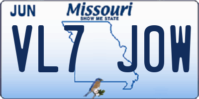 MO license plate VL7J0W