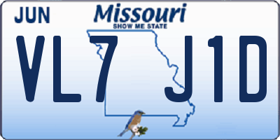 MO license plate VL7J1D