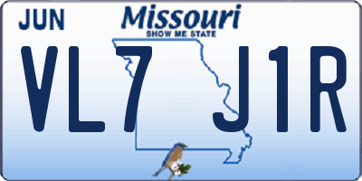 MO license plate VL7J1R