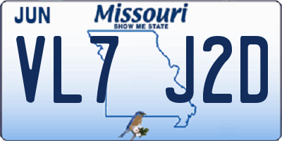 MO license plate VL7J2D