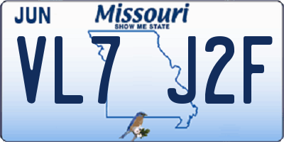 MO license plate VL7J2F