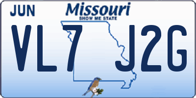 MO license plate VL7J2G