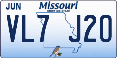 MO license plate VL7J2O