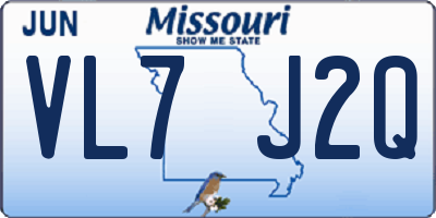 MO license plate VL7J2Q