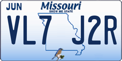 MO license plate VL7J2R