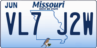 MO license plate VL7J2W