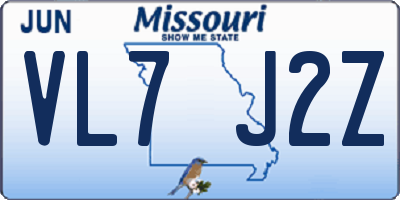 MO license plate VL7J2Z