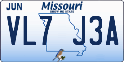 MO license plate VL7J3A