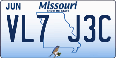 MO license plate VL7J3C