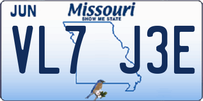 MO license plate VL7J3E