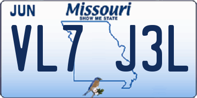 MO license plate VL7J3L
