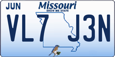 MO license plate VL7J3N