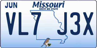 MO license plate VL7J3X
