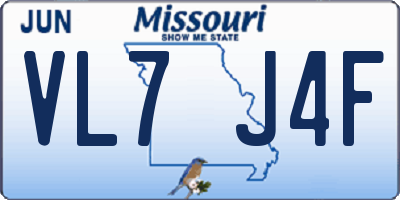MO license plate VL7J4F