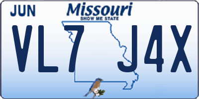 MO license plate VL7J4X