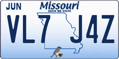 MO license plate VL7J4Z