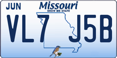 MO license plate VL7J5B