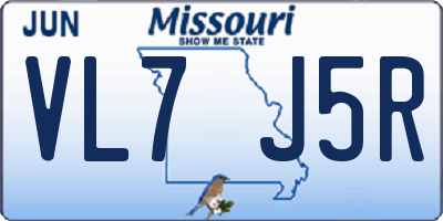 MO license plate VL7J5R