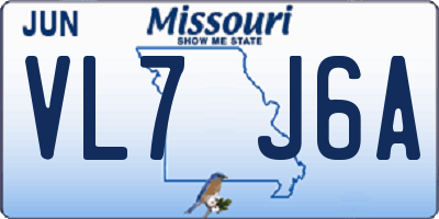 MO license plate VL7J6A