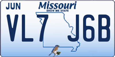 MO license plate VL7J6B