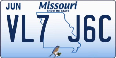 MO license plate VL7J6C