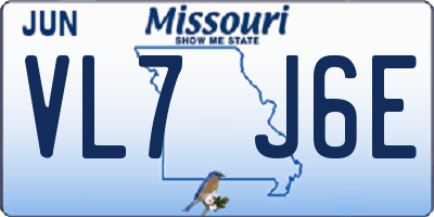 MO license plate VL7J6E