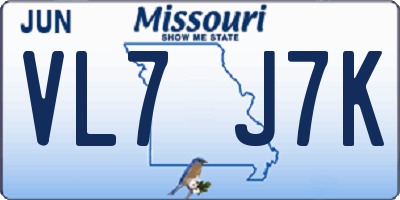 MO license plate VL7J7K