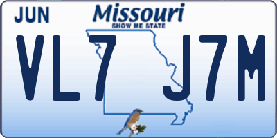 MO license plate VL7J7M