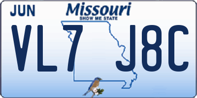MO license plate VL7J8C