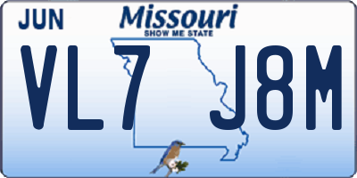 MO license plate VL7J8M