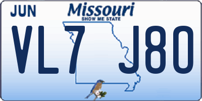 MO license plate VL7J8O