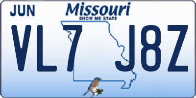 MO license plate VL7J8Z