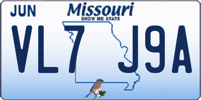 MO license plate VL7J9A