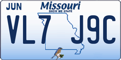 MO license plate VL7J9C