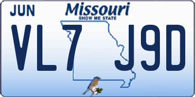 MO license plate VL7J9D