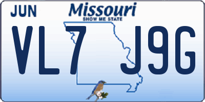 MO license plate VL7J9G