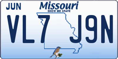 MO license plate VL7J9N