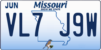 MO license plate VL7J9W