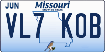 MO license plate VL7K0B
