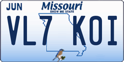 MO license plate VL7K0I