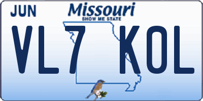 MO license plate VL7K0L