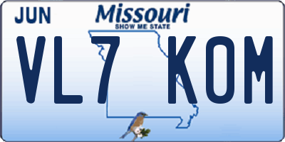 MO license plate VL7K0M