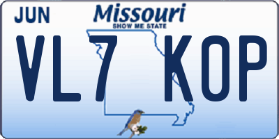 MO license plate VL7K0P