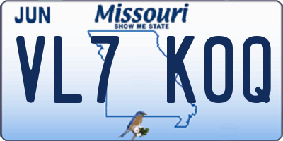 MO license plate VL7K0Q