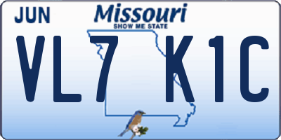 MO license plate VL7K1C