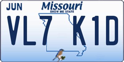 MO license plate VL7K1D