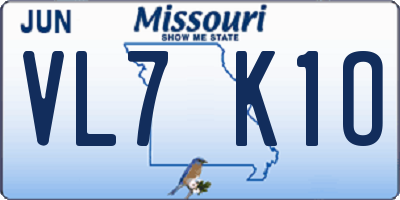 MO license plate VL7K1O