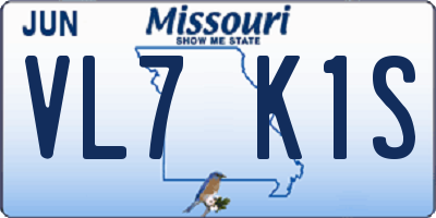 MO license plate VL7K1S